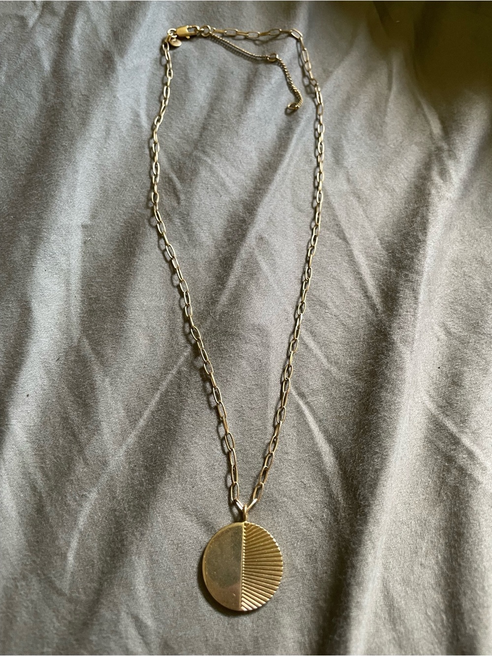 Madewell Gold-Tone Half-Textured Round Pendant Necklace